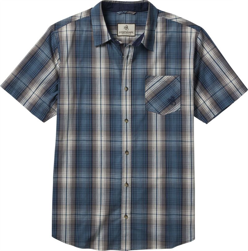 レジェンダリーホワイトテイルズ レディース トップス Tシャツ Men's Legendary Whitetails Poplin Short Sleeve Button Up Shirt Azure Lake Plaid チェック|ReVida 店
