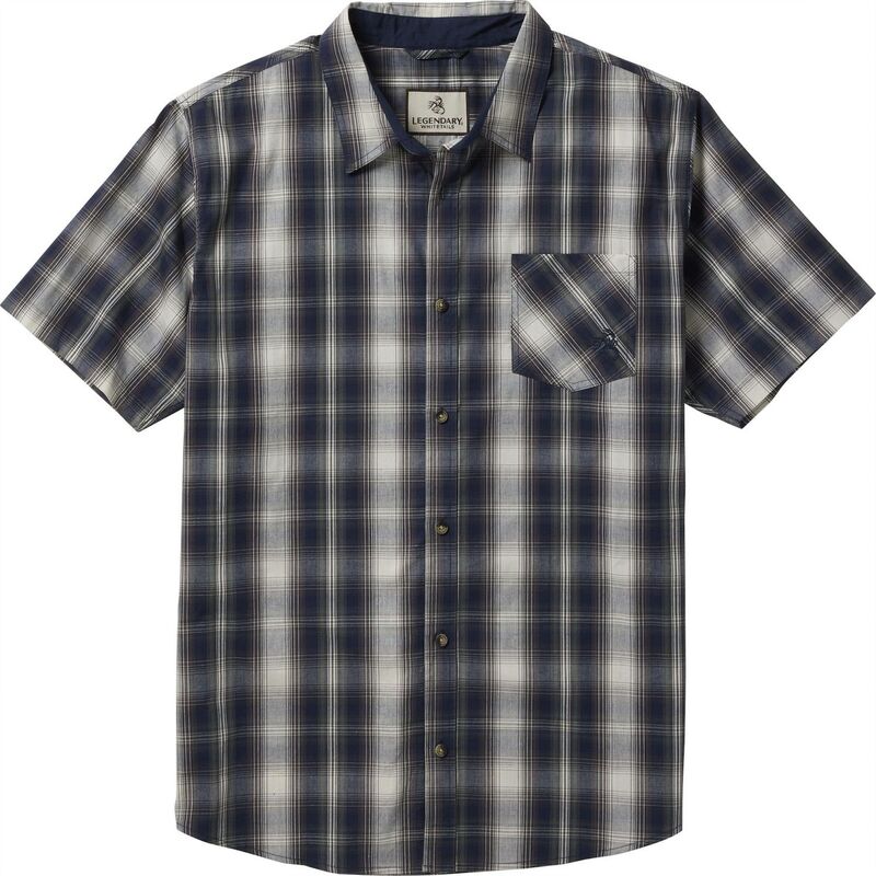 レジェンダリーホワイトテイルズ レディース トップス Tシャツ Men's Legendary Whitetails Poplin Short Sleeve Button Up Shirt Navy Outback Plaid ネイビー|ReVida 店