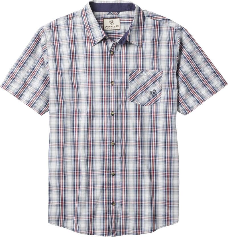 レジェンダリーホワイトテイルズ レディース トップス Tシャツ Men's Legendary Whitetails Poplin Short Sleeve Button Up Shirt Stone Ridge Plaid ストーン｜ReVida 店