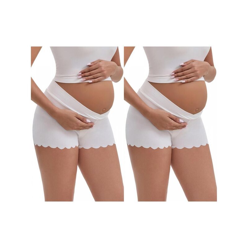 インスパイア 今めかしい レディース ボトムス 心地よいズボン下 絹地 マタニティ INSPIRE CHIC 2 Packs Women\u0027s Ice Silk Anti-Chafing Maternity Knickers High Rise Tummy Support Lightweight Panties White 白いこと