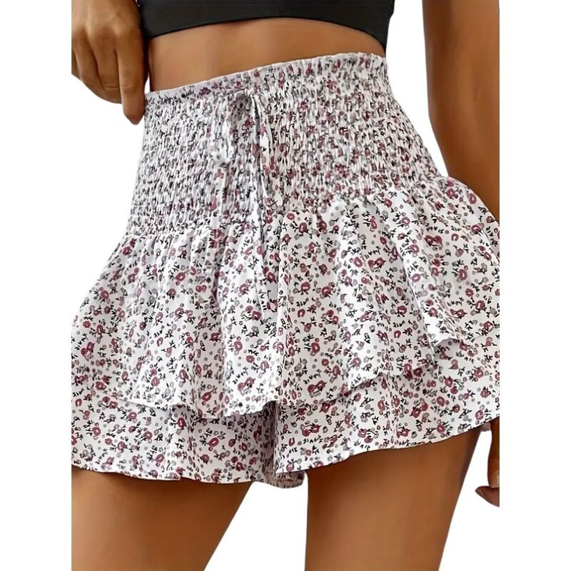 救い主流行り物 レディース 下つ方スコート A 生産ライン 御花柄 フラウンス 御花 Yesfashion Women Ruffled High Waisted Boho A Line Lightweight Floral Skirts White 白いこと