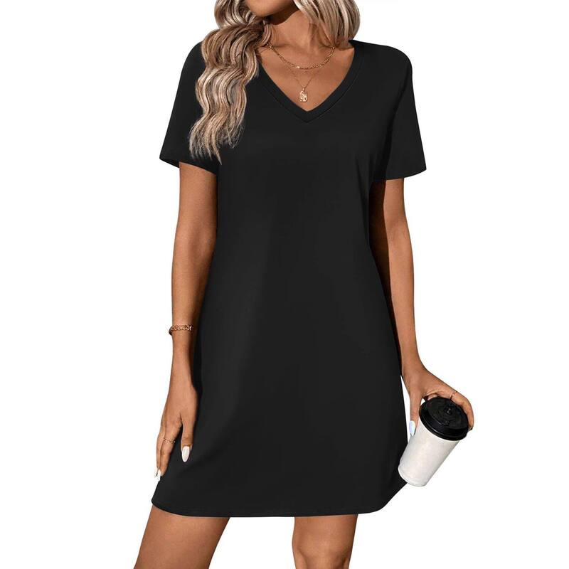エコアー レディース アンダーウェア ナイトウェア Vネック シャツ コットン Ekouaer Women &rsquo; s Cottonightgown Short Sleeve V Neck Sleep Shirt Black ブラック｜ReVida 店
