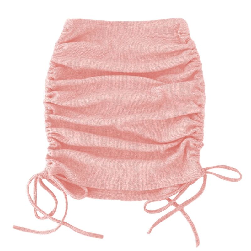 救い主流行り物 レディース 下つ方スコート 筋目 ミ編み物 Yesfashion Women\u0027s Pleated Knit Skirtside Drawstring Solid Color Mini Bodycon Wrap Skirt Pink サクラ色
