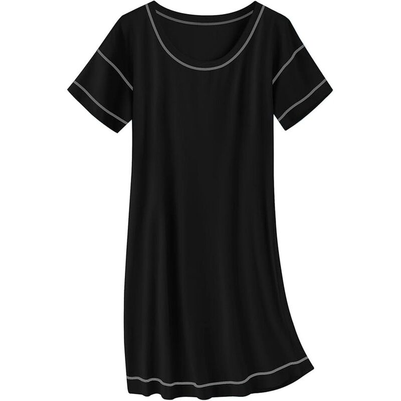 エコアー レディース アンダーお召しもの ナイト爵お召しもの プルオーバー 綿織物 Ekouaer Cottonightgowns for Women Oversized Sleepshirtshirt Night Gownight Shirt Casual Soft Black 黒いこと