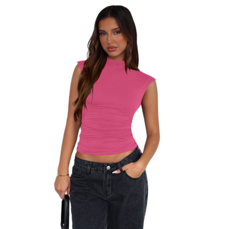 コジョイン レディース トップス プルオーバー タートルネック Kojooin Women Turtleneck Casual Slim Fitted Tank Topink サクラ色