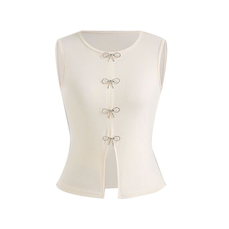 イエスファッション レディース トップス Tシャツ スリムフィット クルーネック ベスト ノースリーブ Yesfashion Women'sleeveless Tank Top Front Slits Crew Neck Casual Vest Slim Fitop Apricot アプリコット｜ReVida 店