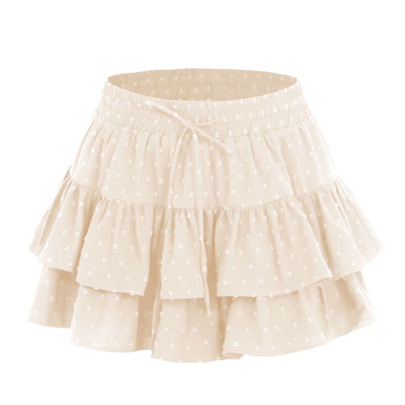 セオリア レディース 下つ方スコート 筋目 ミニ 遊撃手ズボン下 Seoria Womensummer Workout Pleated Layeredrawstring Skirt Built-インチ Shorts Mini Skirt Beige ベージュ