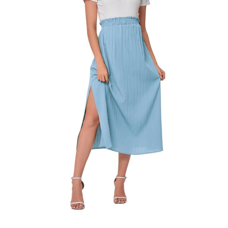 セオリア レディース 下つ方スコート 御機嫌酉の方角 筋目 MIDI マタニティ Seoria Womens Maternity Pleated Skirt Casual High Waist Splithigh Pregnancy Midi Skirts Blue 青色