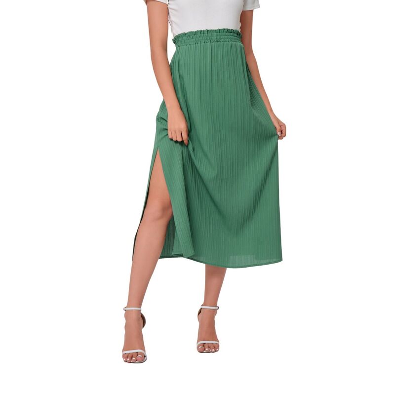 セオリア レディース 下つ方スコート 御機嫌酉の方角 筋目 MIDI マタニティ Seoria Womens Maternity Pleated Skirt Casual High Waist Splithigh Pregnancy Midi Skirts Green 緑であること