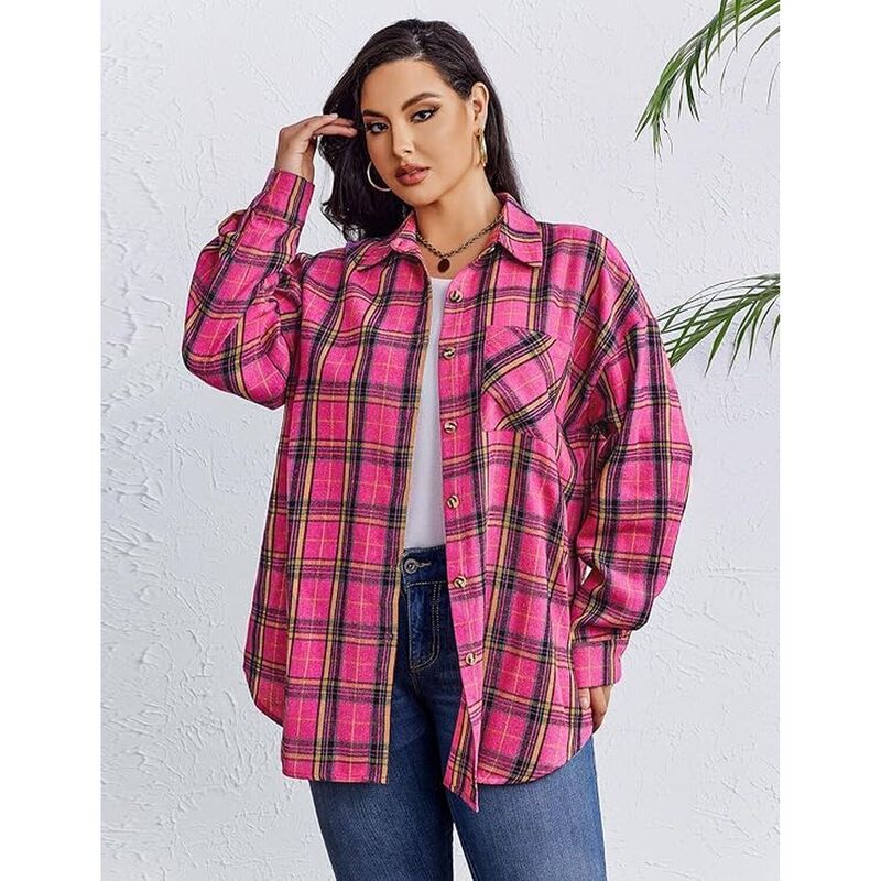ジーグー レディース トップス プルオーバー 名取り草落ち込む トップ Zeagoo Women s Flannel Shirts Long Sleeve Casual Collared Button Down Loose Blouse Tops Pink サクラ色