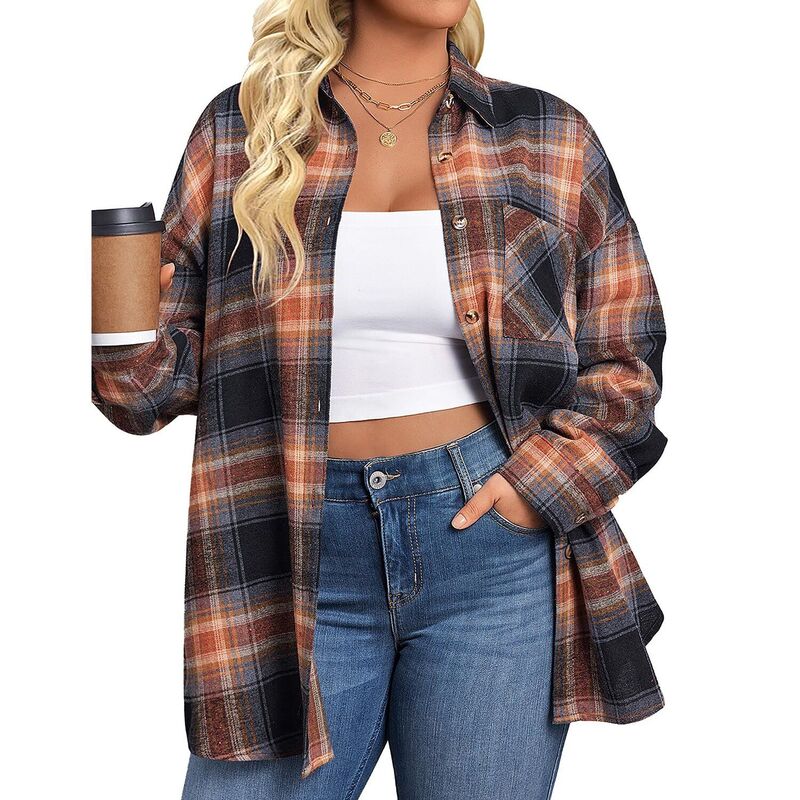 ジーグー レディース トップス プルオーバー 名取り草落ち込む トップ Zeagoo Women s Flannel Shirts Long Sleeve Casual Collared Button Down Loose Blouse Topsandy Brown 赤銅色