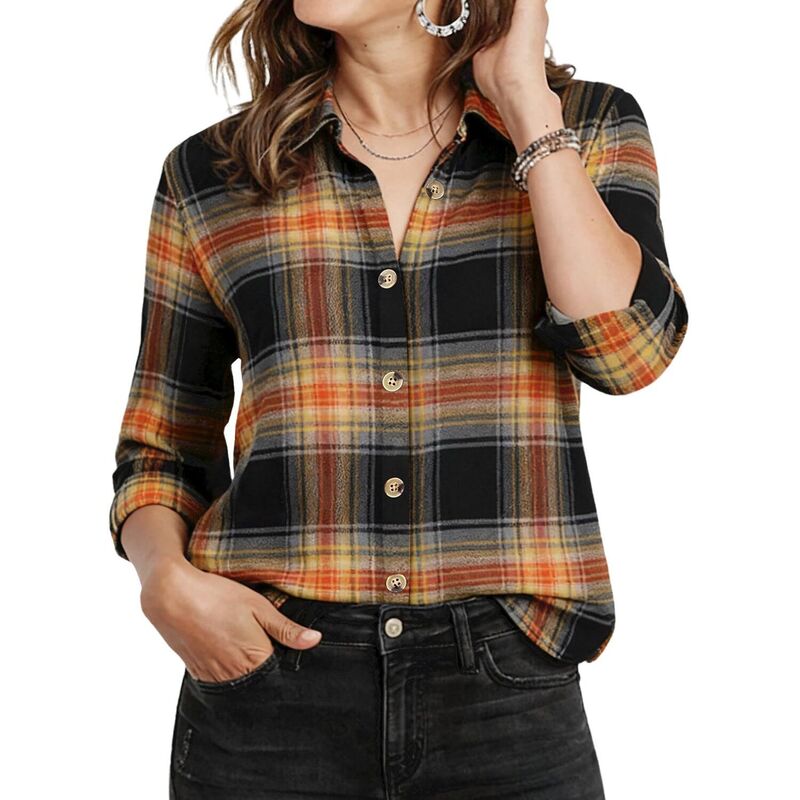 ジーグー レディース トップス プルオーバー 名取り草落ちこむ Zeagoo Women s Classicollared Flannel Shirt Button Down Long Sleeve Casual Autumn Tops Flannel Caramel