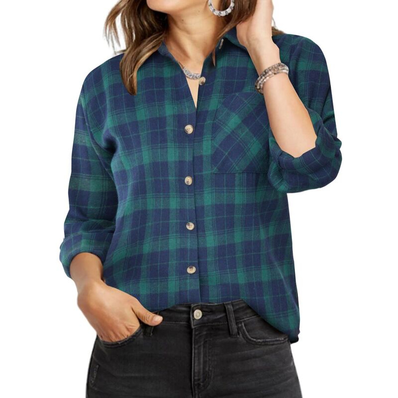 ジーグー レディース トップス プルオーバー 名取り草落ちこむ Zeagoo Women s Classicollared Flannel Shirt Button Down Long Sleeve Casual Autumn Tops Green Plaid 緑であること