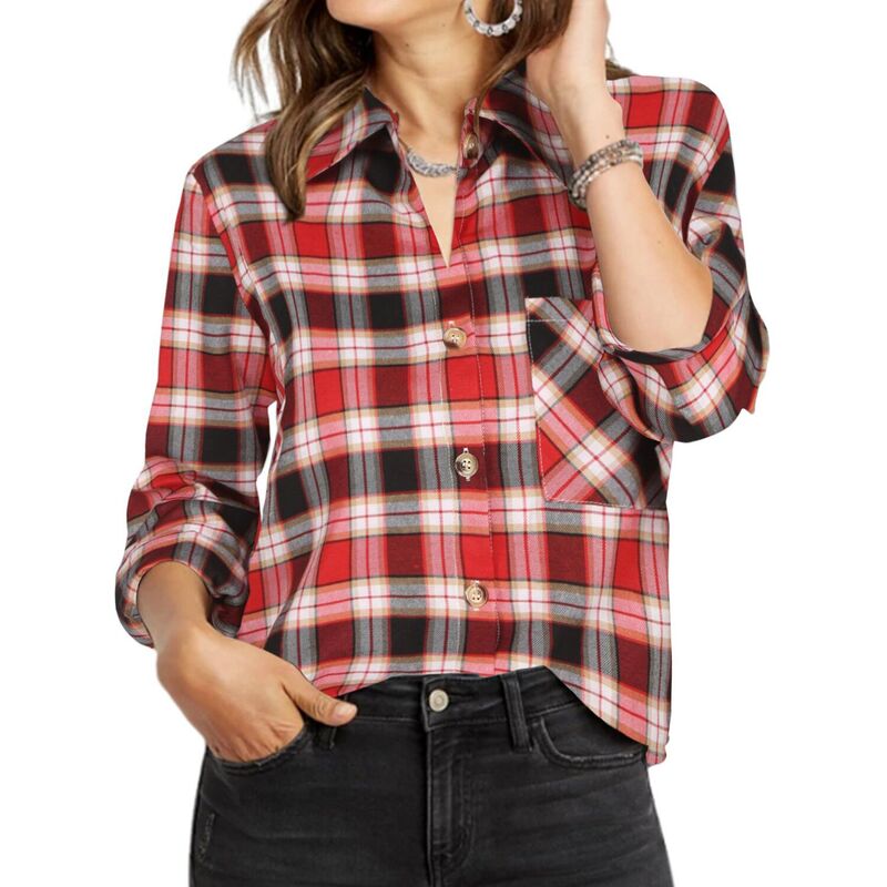 ジーグー レディース トップス プルオーバー 名取り草落ち込む Zeagoo Women s Classicollared Flannel Shirt Button Down Long Sleeve Casual Autumn Tops White Black Red Plaid 白いこと