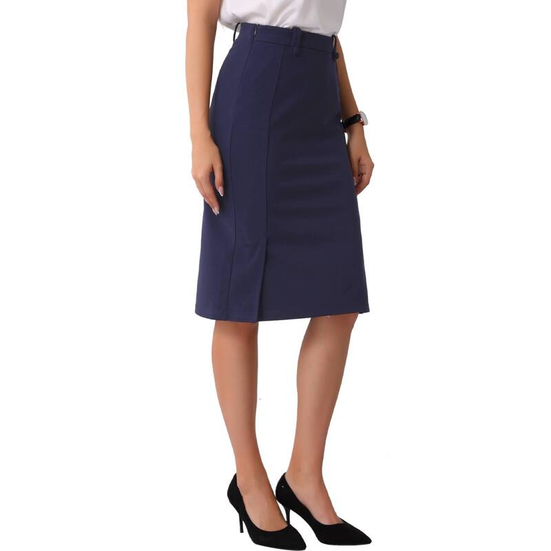 インスパイア 今めかしい レディース 下つ方スコート 片方細長い切口 御機嫌酉の方角 MIDI INSPIRE CHIC Bodycon Midi Pencil Skirt for Women\u0027s High Waist Side Slit Office Work Skirts Deep Blue 青色