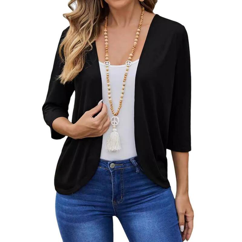 セオリア レディース アウター ニット・セーター カーディガン ジャケット Seoria Women'S Elegant Commuting Cardigan Knitted Casual Jacket Black ブラック｜ReVida 店
