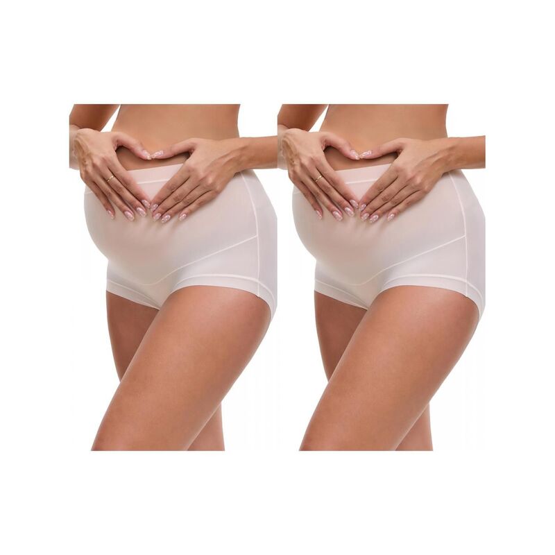 インスパイア シック レディース アンダーウェア パンツ シルク マタニティ INSPIRE CHIC 2 Packs Women's Full Coverage Maternity Underwear High Waisted Ice Silk Invisible Breathable Panties Beige ベージュ｜ReVida 店
