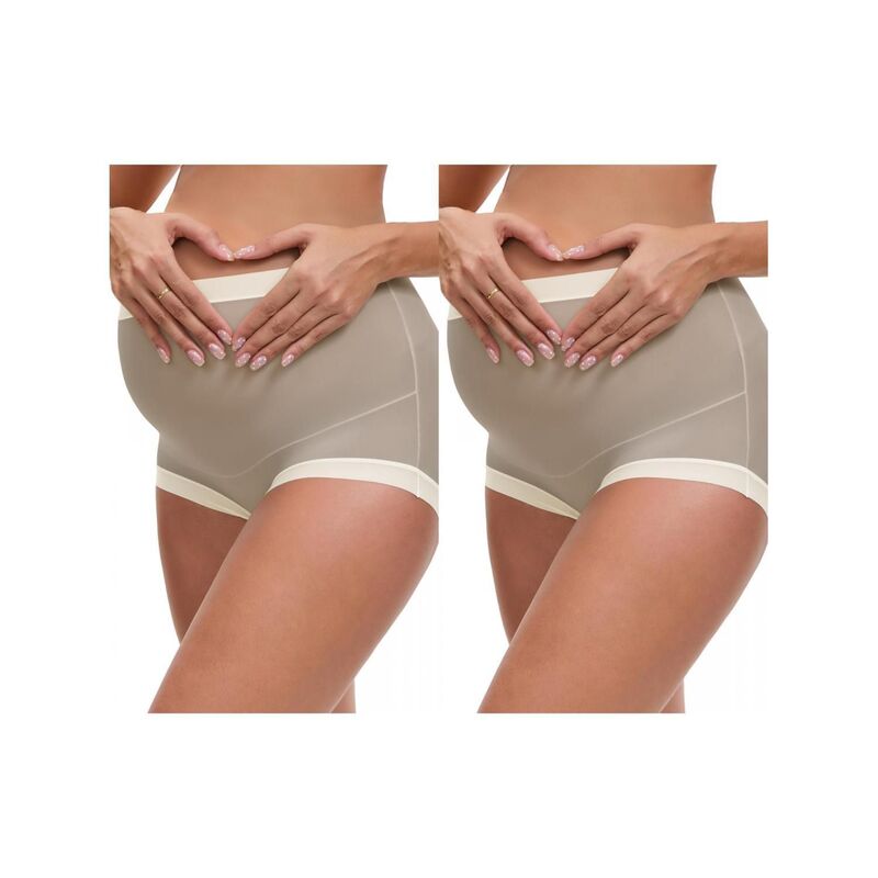 インスパイア シック レディース アンダーウェア パンツ シルク マタニティ INSPIRE CHIC 2 Packs Women's Full Coverage Maternity Underwear High Waisted Ice Silk Invisible Breathable Panties Light Brown ブラウン｜ReVida 店