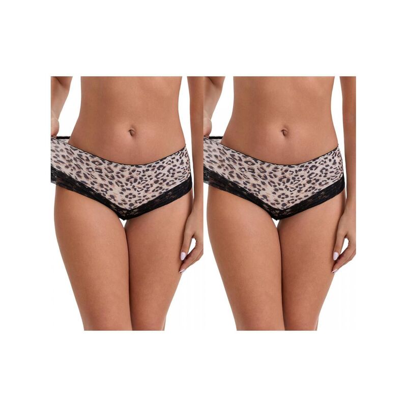 インスパイア シック レディース アンダーウェア パンツ レーストリム プリント レース INSPIRE CHIC 2 Packs Women's Lace Trim Leopard Print Ultra-Thin Mid Rise Hipsters Elastic Lightweight Briefs Light Brown ブラウン｜ReVida 店