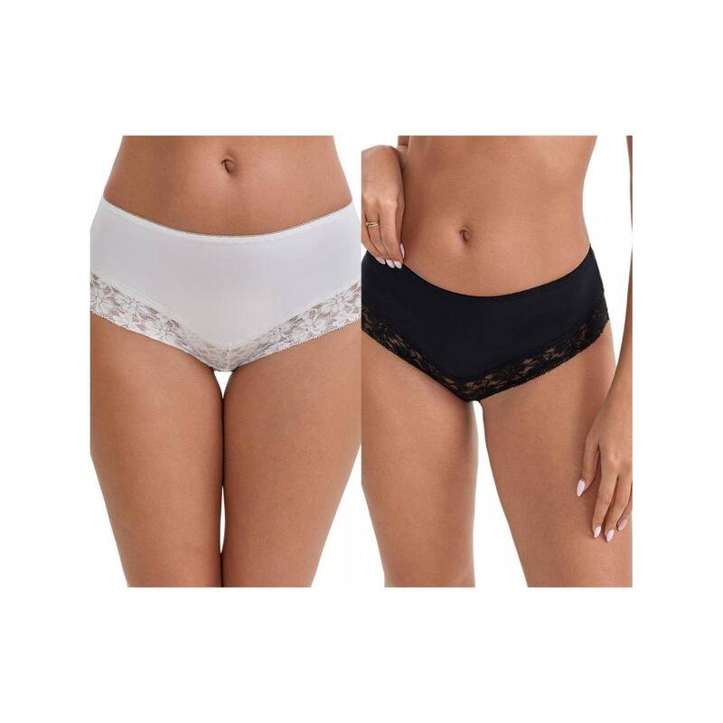 インスパイア シック レディース アンダーウェア パンツ レーストリム プリント レース INSPIRE CHIC 2 Packs Women's Lace Trim Leopard Print Ultra-Thin Mid Rise Hipsters Elastic Lightweight Briefs White Black ホワイト｜ReVida 店