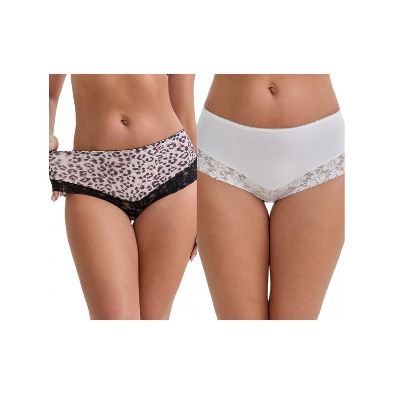 インスパイア シック レディース アンダーウェア パンツ レーストリム プリント レース INSPIRE CHIC 2 Packs Women's Lace Trim Leopard Print Ultra-Thin Mid Rise Hipsters Elastic Lightweight Briefs White Light Pink ホワイト｜ReVida 店