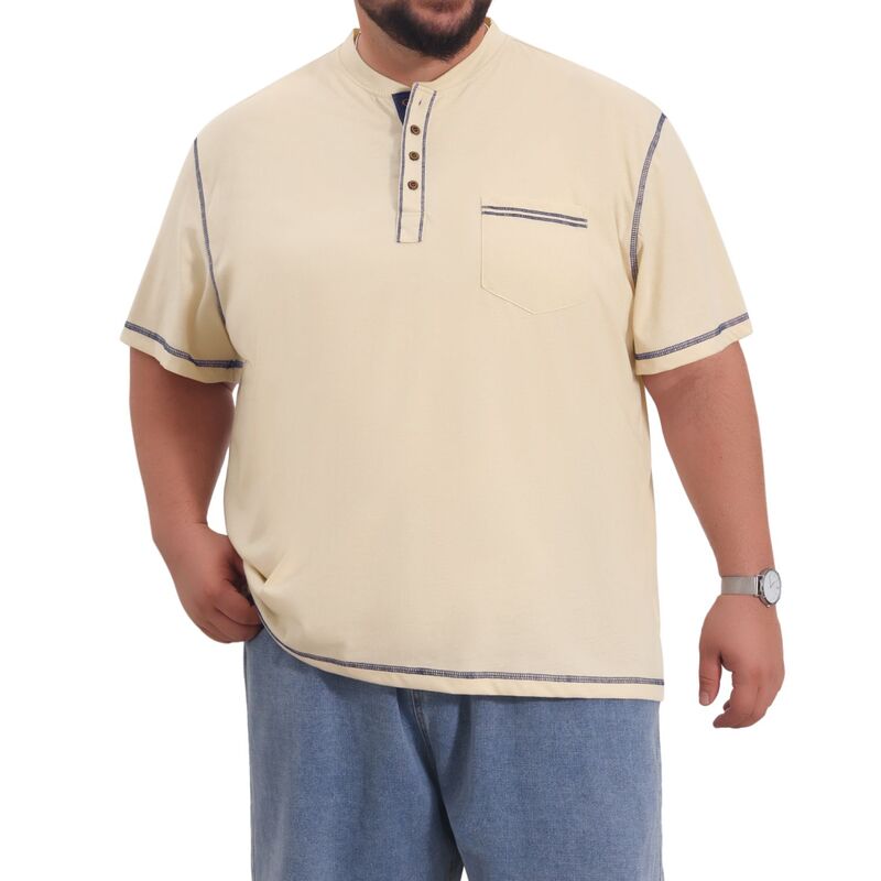 インスパイア シック レディース トップス Tシャツ ボタンダウン トール コントラスト ダウン INSPIRE CHIC Men's Big and Tall Contrastrim T-Shirt Chest Pocket Button Down Short Sleeve Shirts Khaki カーキ|ReVida 店