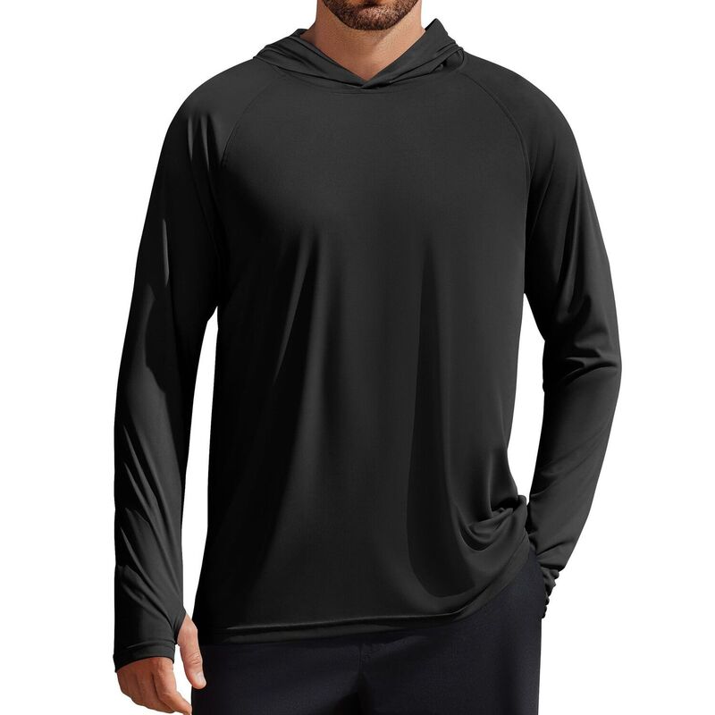 ピンスパーク レディース トップス Tシャツ パーカー PINSPARK Men's UPF50+ Long Sleeve Rash Guard Sun Protection Hoodie Fishing Hiking Shirt Black ブラック|ReVida 店