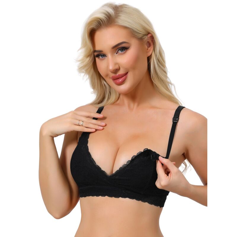 インスパイア シック レディース アンダーウェア ブラジャー レース INSPIRE CHIC Nursing Bras for Women Lace Breastfeeding Wirelessoft Cupregnancy Crossover Plunge Bra Black ブラック｜ReVida 店 7,860円