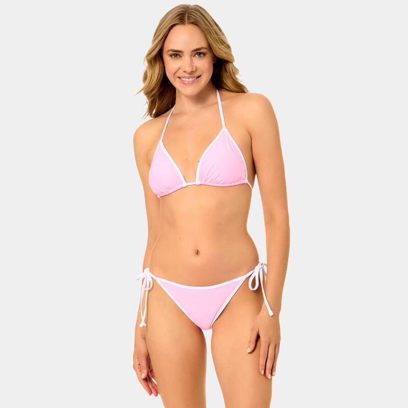 ハーレー レディース 水泳着 いの一番のみ 対比 Juniors\u0027 Hurley Solid Triangle Swim Top with Contrast Binding Cotton Candy