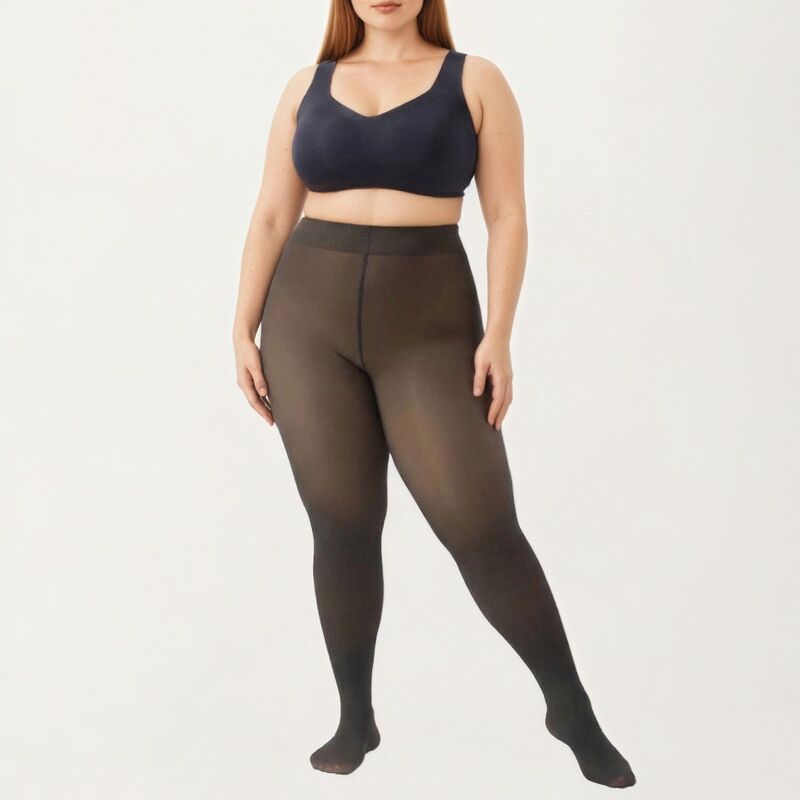 アンナカシ レディース アンダーお召しもの ソックス フリース Anna-Kaci Women\u0027s Fleece-Lined Bare-Legs Pantyhose with Skin-Transparent Effect and Fleece-Free Feet Black 黒いこと