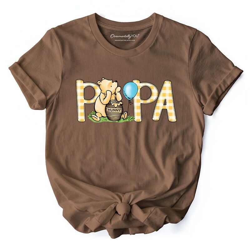 オーナメンタリー ユー レディース トップス プルオーバー ギンガム読み合わせる ギンガム OrnamentallyYou Gingham Papa Winnie-the-Pooh T-Shirt 1926 A.A. Milne Dad Family Tee Vintage Brown 赤銅色