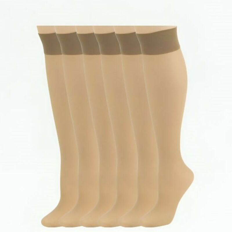 ウェアシエラ レディース アンダーお召しもの ソックス 綿織物 WEAR SIERRA Women\u0027s Cotton Sole Knee Highs Regular \u0026 Queen Sizes 6 Pair Packs Beige ベージュ