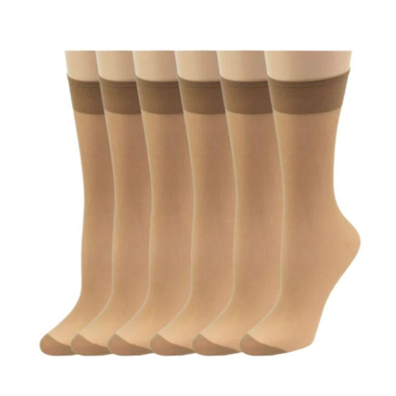ウェアシエラ レディース アンダーお召しもの ソックス 綿織物 WEAR SIERRA Women\u0027s Cotton Sole Knee Highs Regular \u0026 Queen Sizes 6 Pair Packs Neutral Beige ベージュ