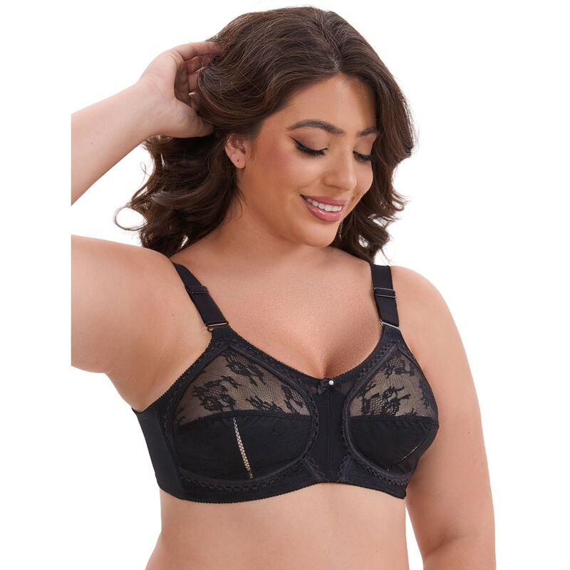 インスパイア 今めかしい レディース アンダー御召しもの ブラ V素っ首 スピード競技 INSPIRE CHIC Women\u0027s V-Neck Full Cup Wireless Adjustable Straps Bralette Lace Back Double Breasted Everyday Bras Black 黒いこと