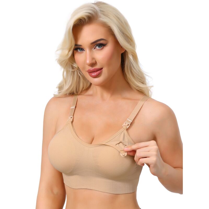 インスパイア 今めかしい レディース アンダーお召しもの ブラ Vのど首 INSPIRE CHIC Women\u0027s Full Coverage Adjustable Buckled Straps Postpartum Nursing Bra V-Neck Wireless Bralettes Beige ベージュ