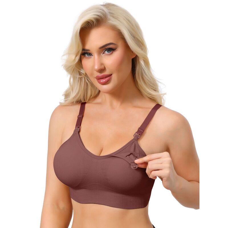 インスパイア 今めかしい レディース アンダーお召しもの ブラ Vのど首 INSPIRE CHIC Women\u0027s Full Coverage Adjustable Buckled Straps Postpartum Nursing Bra V-Neck Wireless Bralettes Wind Red 赤いこと