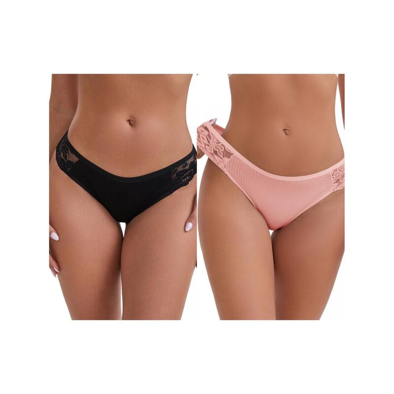 インスパイア 今めかしい レディース アンダー御召しもの ズボン下 ローライズ 肋筋 スピード競技 INSPIRE CHIC 2 Packs Women\u0027s Lace Low Rise Hip-Lifting Ribbed Briefs Comfortable Breathable Panties Black Light Red 黒いこと