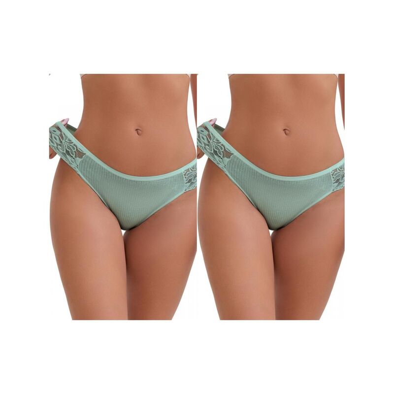 インスパイア 今めかしい レディース アンダー御召しもの ズボン下 ローライズ 肋筋 スピード競技 INSPIRE CHIC 2 Packs Women\u0027s Lace Low Rise Hip-Lifting Ribbed Briefs Comfortable Breathable Panties Light Green 緑であること