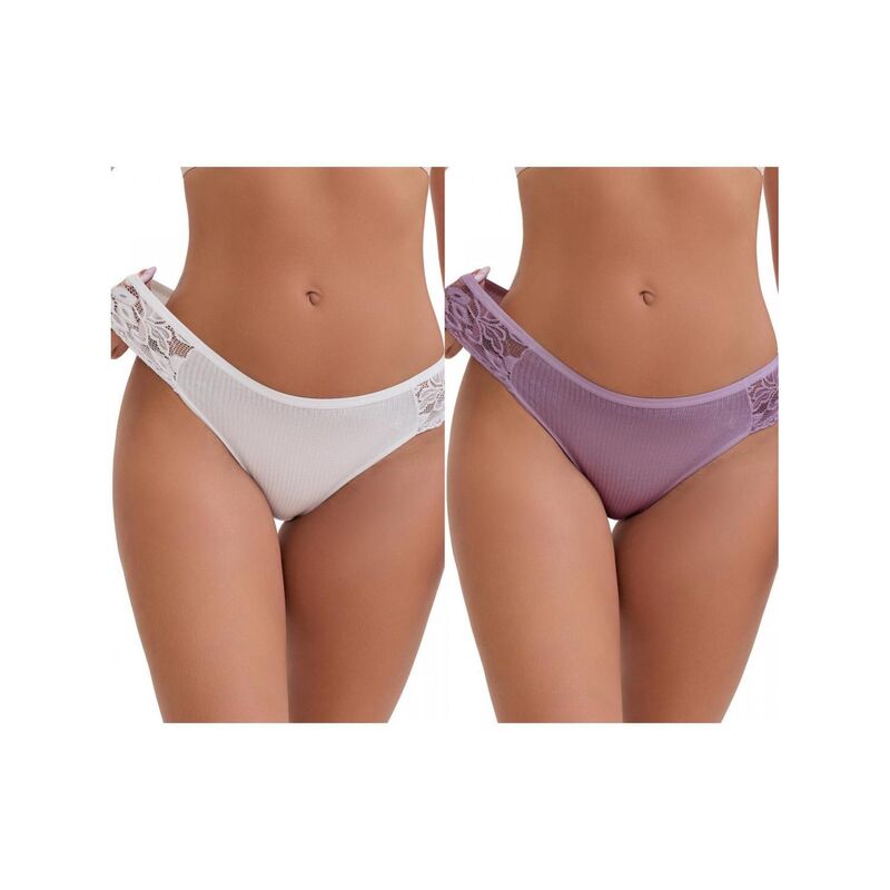 インスパイア 今めかしい レディース アンダー御召しもの ズボン下 ローライズ 肋筋 スピード競技 INSPIRE CHIC 2 Packs Women\u0027s Lace Low Rise Hip-Lifting Ribbed Briefs Comfortable Breathable Panties White Purple 白いこと