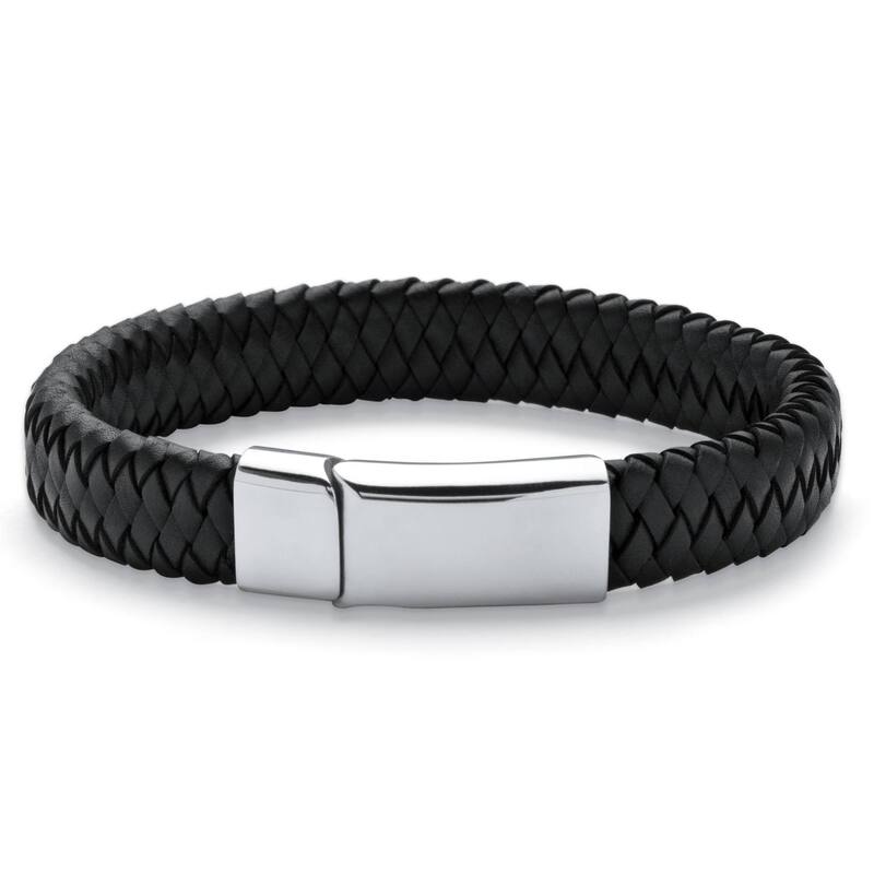 パームビーチジュエリー レディース アクセサリー ブレスレット・バングル・アンクレット Tシャツ レザー PalmBeach Jewelry Men's Braided Leather and Stainlessteel Bracelet White ホワイト|ReVida 店