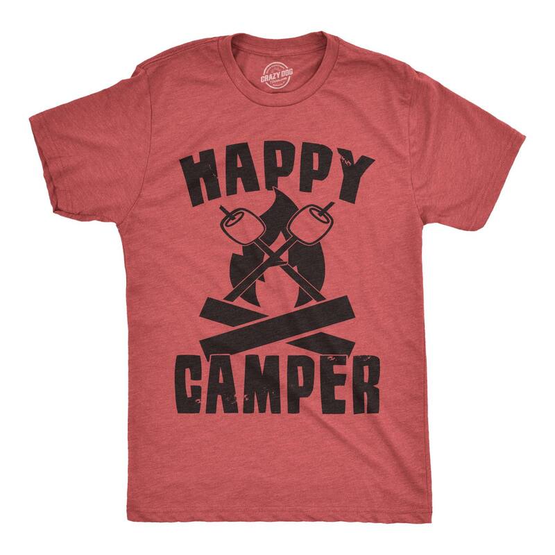 クレイジードッグ プルオーバー レディース トップス ヴィンテージ グラフィック Crazy Dog T-Shirts Mens Happy Camper Shirt Funny Camping Cool Hikingraphic Vintage Tee 80saying Heathered ギョリュウモドキ