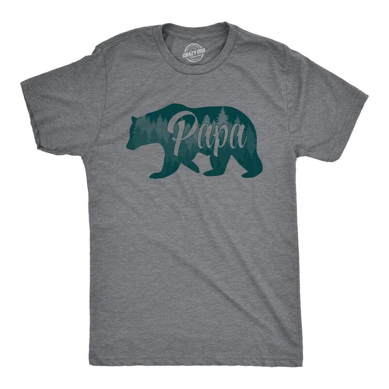 クレイジードッグ プルオーバー レディース トップス Crazy Dog T-Shirts Mens Papa Bear Funny Shirts for Dads Gift Idea Humor Novelty Tees Family T shirt Dark Heather Grey 薄墨色