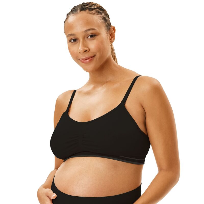 マザーフッド レディース アンダー御召しもの ブラ マタニティ Maternity Motherhood Seamless Nursing and Pumping Bra with Removable Pads Black 黒いこと