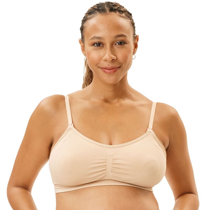 マザーフッド レディース アンダー御召しもの ブラ マタニティ Maternity Motherhood Seamless Nursing and Pumping Bra with Removable Pads Oat