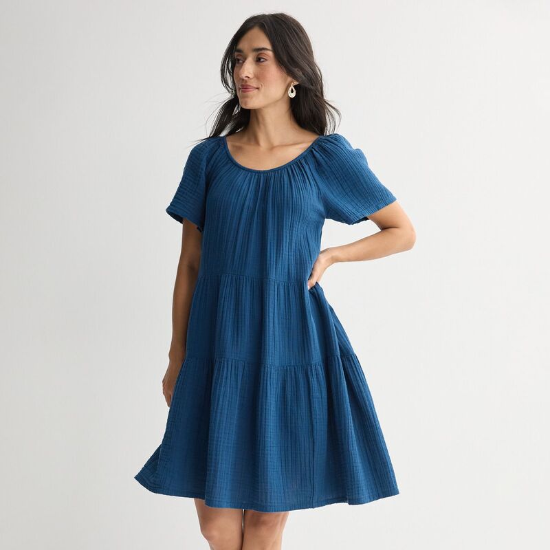ソノマ レディース トップス 衣装 ティアード Women\u0027sonoma Goods For Life Scoop Neck Tieredressunset Blue 青み