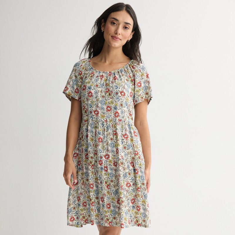 ソノマ レディース トップス 衣装 ティアード Women\u0027sonoma Goods For Life Scoop Neck Tieredress Tan Multi Floral タン
