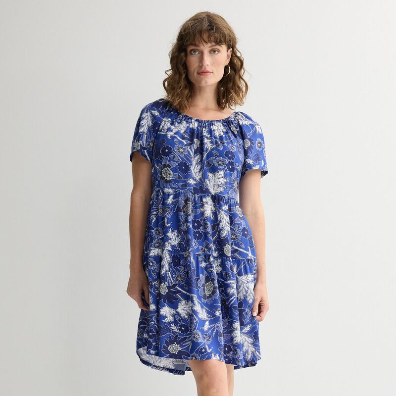 ソノマ レディース トップス 衣装 ティアード プチ Petite Sonoma Goods For Life Scoop Neck Tieredress Blue Large Floral 青み