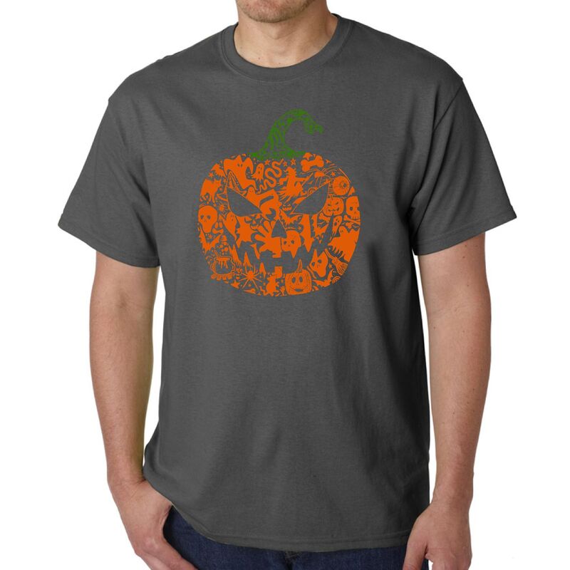エルエーポップアート レディース トップス プルオーバー 天使の都市 Pop Art Halloween Pumpkin - Men\u0027s Word Art-Shirt Grey 薄墨色