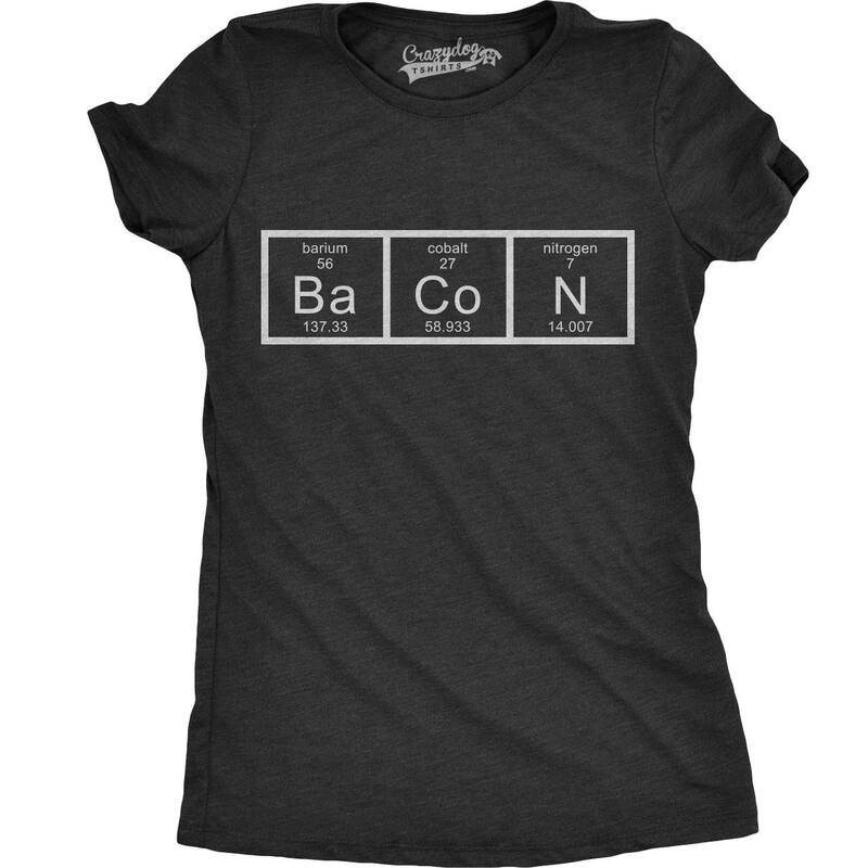 クレイジードッグ プルオーバー レディース トップス Crazy Dog T-Shirts Womens Chemistry of Bacon T Shirt Funny Periodic Table Tee for Ladies Black 黒いこと