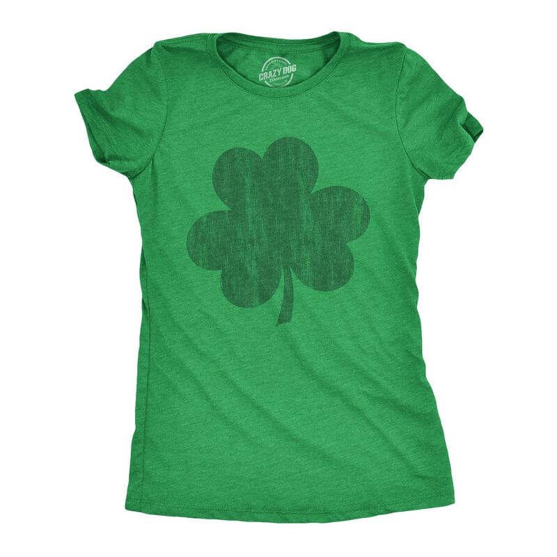 クレイジードッグ プルオーバー レディース トップス ヴィンテージ グラフィック Crazy Dog T-Shirts Womens Distressed Clover T Shirt Cool St Patricks Day Vintage Shamrock Awesome Graphic Tee Heather Green ギョリュウモドキ
